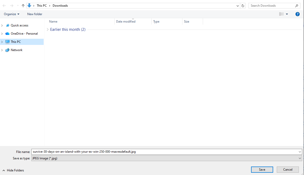 Windows Save As dialog saving a downloaded YouTube thumbnail